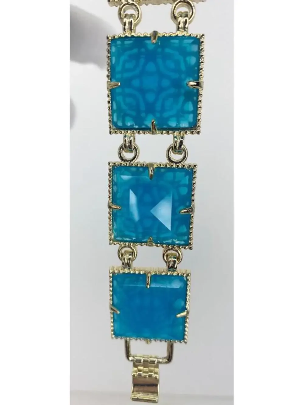 Retired Kendra Scott Savannah Azure Blue Bracelet In Gold Tone